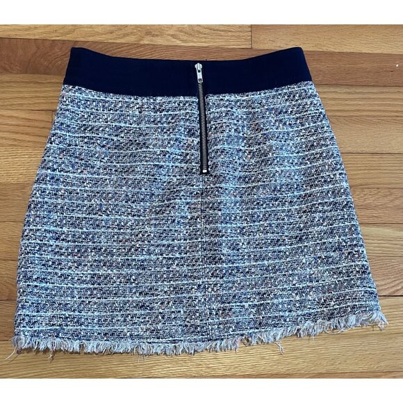 J Crew Womens Tweed Mini Skirt Size 4 Frayed Punk Coquette Preppy Feminine Soft - Picture 2 of 13